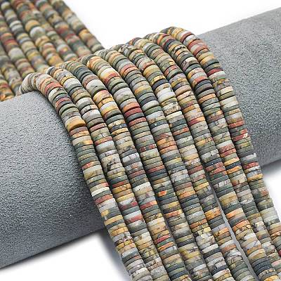 Natural Red Picasso Jasper/Polychrome Jasper Beads Strands G-P575-B10-6x1mm-1