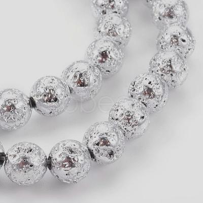 Electroplated Natural Lava Rock Bead Strands X-G-E511-01G-8mm-1