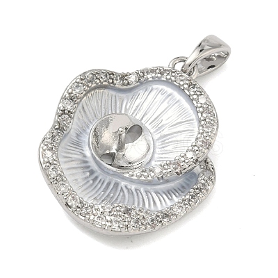 Brass Micro Pave Clear Cubic Zirconia Pendant Cabochon Settings KK-G556-06P-1