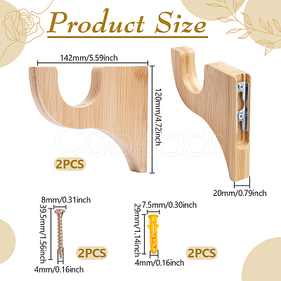 2 Bags Wood Curtain Rod Hanger DIY-UN0008-32-1