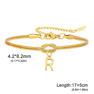 304 Stainless Steel Initial Charm Bracelets FS-WGD8E41-42-1