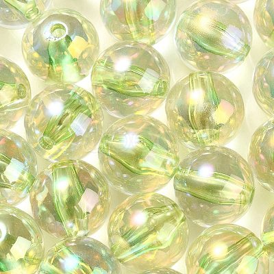 UV Plating Transparent Rainbow Iridescent Acrylic Beads OACR-F004-01D-1