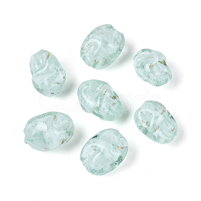 Handmade Lampwork & Glitter Powder Beads Strands LAMP-T023-29E-1