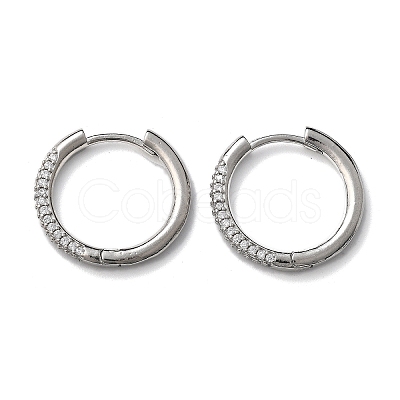 Brass Micro Pave Cubic Zirconia Huggie Hoop Earrings EJEW-K083-36P-B-1