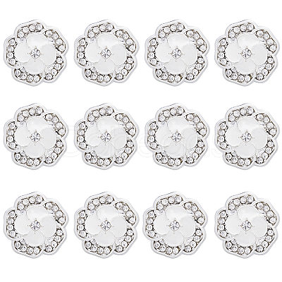 12Pcs Alloy Rhinestone Shank Buttons BUTT-GF0003-66-1