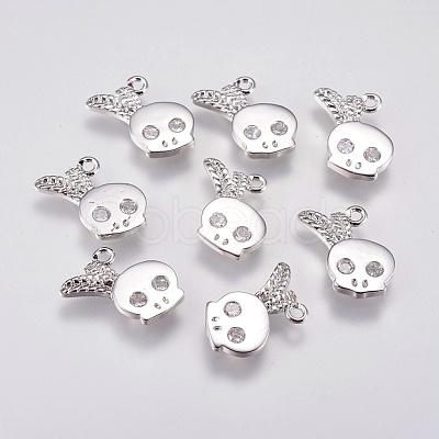 Brass Micro Pave Cubic Zirconia Charms KK-A144-048P-1