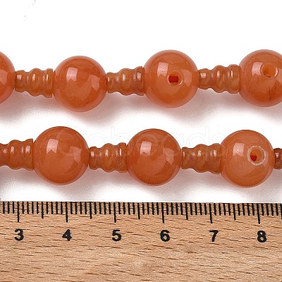 Natural Red Aventurine 3-Hole Guru Beads Strands G-H064-E11-01-1