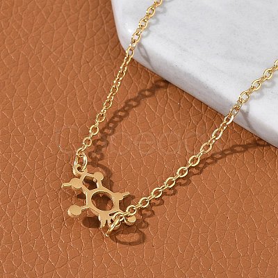 304 Stainless Steel Chemical Symbol Pendant Necklaces NJEW-Z073-03G-05-1