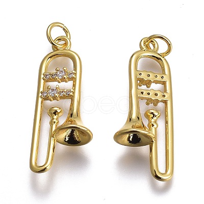 Brass Micro Pave Clear Cubic Zirconia Pendants ZIRC-Z008-37G-1
