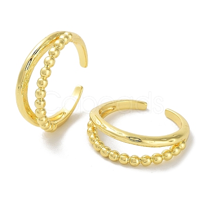 Brass Open Cuff Rings for Women RJEW-E292-23G-1
