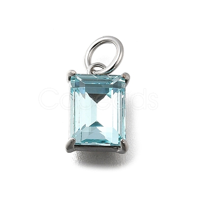 Rectangle Brass with Glass Charms KK-G525-05P-1