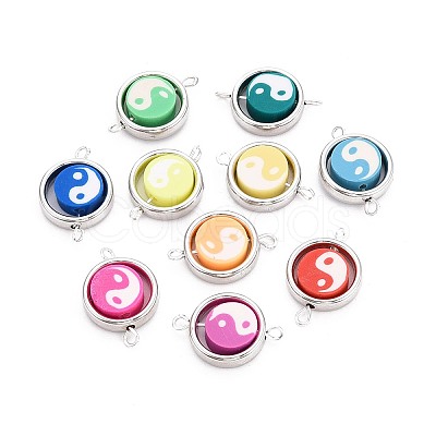Polymer Clay Beads with CCB Plastic Frame Connector Charms CLAY-T022-35M-01-1