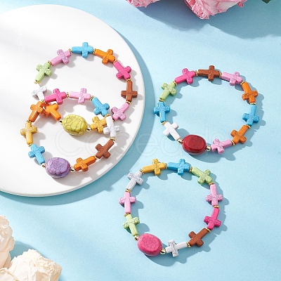 Cross Acrylic Stretch Bracelets BJEW-JB12616-1