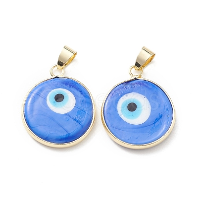 Handmade Evil Eye Lampwork Pendants LAMP-F031-02G-06-1