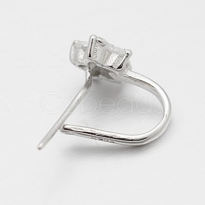 Anti-Tarnish Trendy Rhodium Plated 925 Sterling Silver Micro Pave Cubic Zirconia Pinch Bails X-STER-M081-072B-1