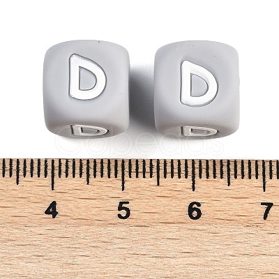 20Pcs Grey Cube Letter Silicone Beads 12x12x12mm Square Dice Alphabet Beads with 2mm Hole Spacer Loose Letter Beads for Bracelet Necklace Jewelry Making JX436D-1