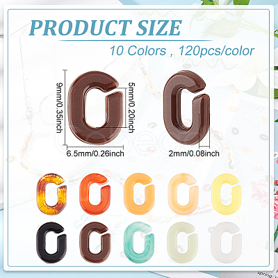 1200Pcs 10 Colors Acrylic Linking Rings SACR-DC0001-02-1