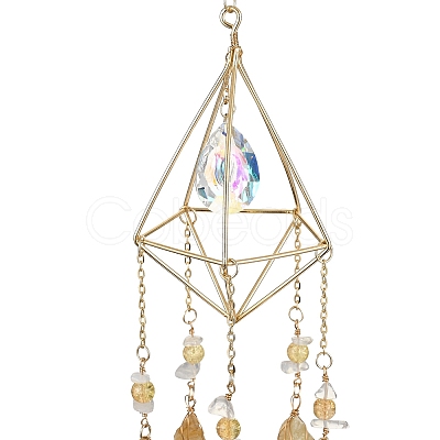 Rough Raw Natural Citrine Wind Chime HJEW-P015-06-1