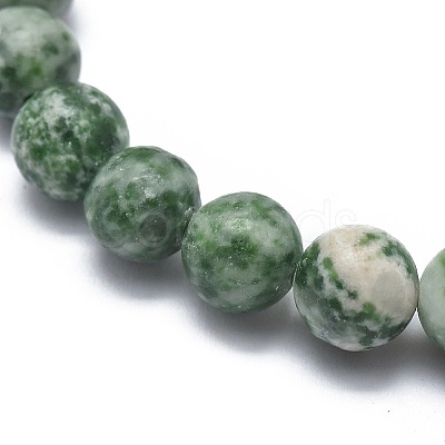 Natural Green Spot Jasper Bead Stretch Bracelets X-BJEW-K212-B-017-1