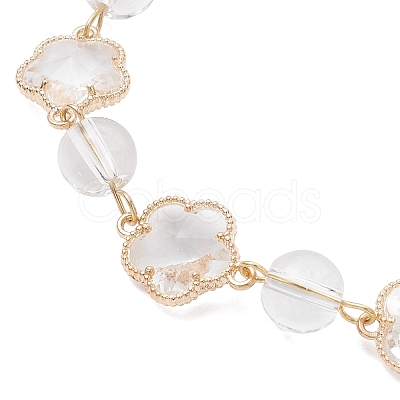 Glass & Natuarl Quartz Crystal Slider Bracelets BJEW-JB12898-02-1