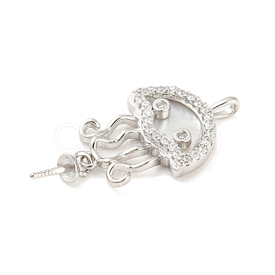 Rhodium Plated 925 Sterling Silverr Micro Pave Cubic Zirconia with Sea Shell Peg Bails STER-Q190-11P-1