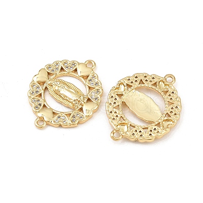 Brass Pave Cubic Zirconia Connector Charms KK-L251-21G-01-1