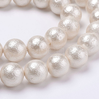 Wrinkle Textured Shell Pearl Beads Strands X-BSHE-E016-8mm-07-1