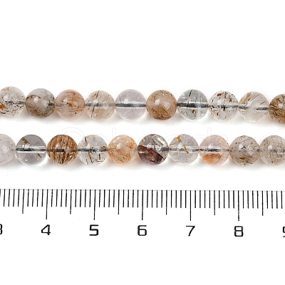 Natural Black Gold Rutilated Quartz Beads Strands G-H093-B03-6mm-1