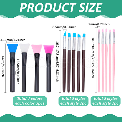 22Pcs Silicone Face Mask Brush Applicator AJEW-PH0006-070-1
