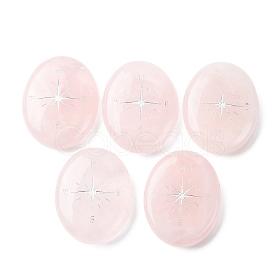 Oval Natural Rose Quartz Compass Display Decorations G-G301-02B-1