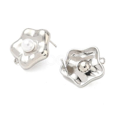 Brass Plastic Pearl Stud Earring Findings KK-G547-06P-1