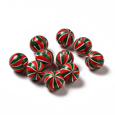 Christmas Theme Printed Natural Wooden Beads WOOD-L020-A05-1