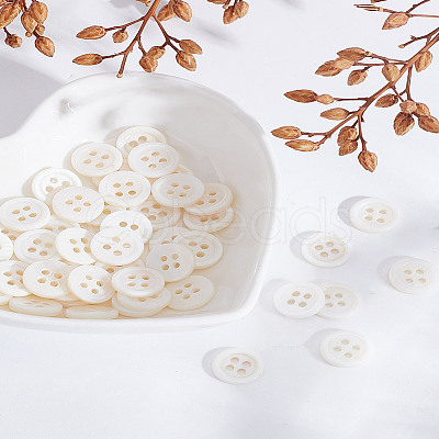 50Pcs 4-Hole Shell Buttons BUTT-LP0001-02-1