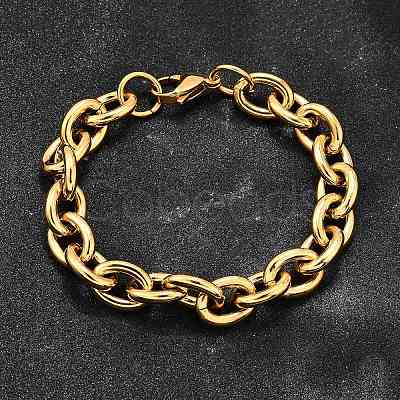 304 Stainless Steel Cable Chain Bracelets for Women BJEW-Q050-01C-G-1