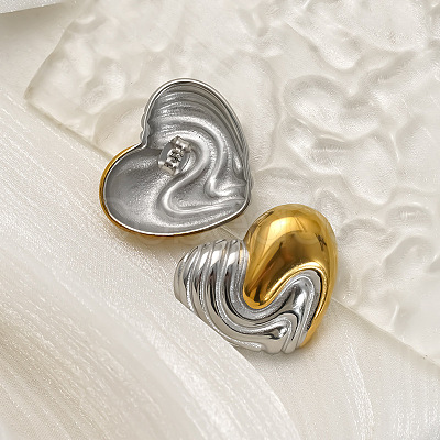 Two Tone 304 Stainless Steel Stud Earrings for Women WGF242D-01-1