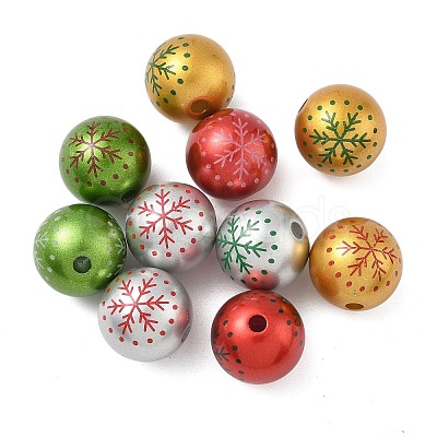 Christmas Printed Acrylic Beads MACR-F086-02-1