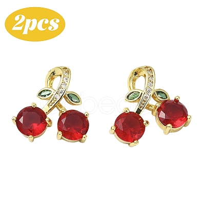 2Pcs Brass Micro Pave Cubic Zirconia Pendants KK-YW0003-22-1