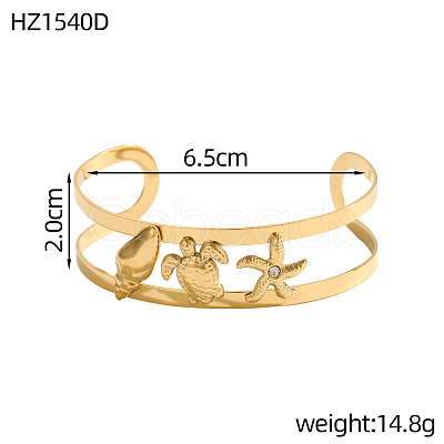 Marine Theme Stainless Steel Cuff Bangles STAS-OY011-43G-1