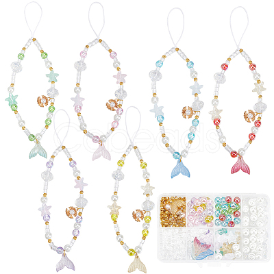DIY Ocean Theme Acrylic & Glass Mobile Phone Strap Making Kits DIY-SC0028-39-1