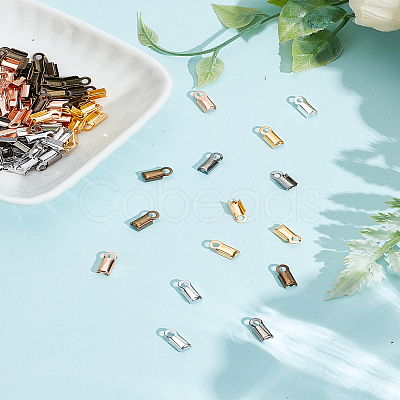 180Pcs 6 Colors Brass Folding Crimp Ends KK-LP0004-66-1