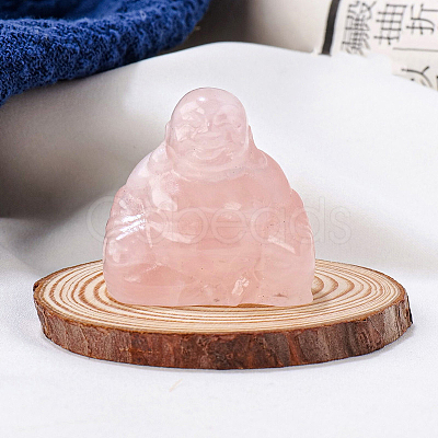 Natural Rose Quartz Carved Healing Buddha Figurines WG68189-01-1