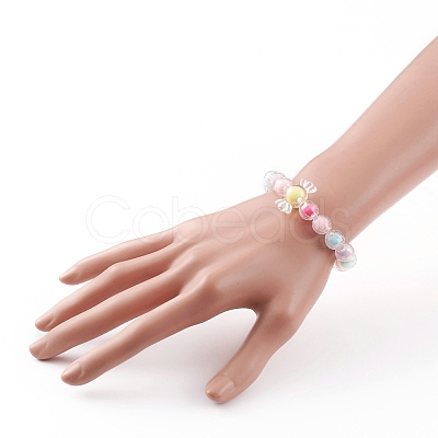 Transparent Acrylic Beads Stretch Bracelets for Kids BJEW-JB05862-1