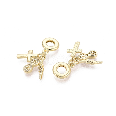 Brass Micro Pave Clear Cubic Zirconia European Dangle Charms KK-N287-33C-G-1