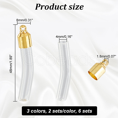 PandaHall Elite 6 Set 3 Colors Transparent Glass Vial Pendant Normal Link Connectors GLAA-PH0002-31-1