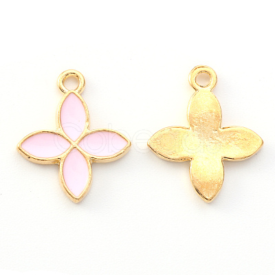 Light Gold Plated Alloy Enamel Pendants X-ENAM-R136-15B-1