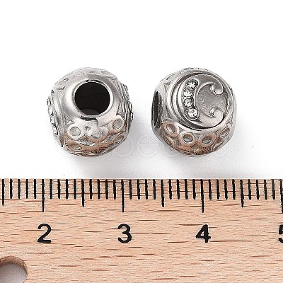 304 Stainless Steel Rhinestone European Beads STAS-A092-10C-P-1