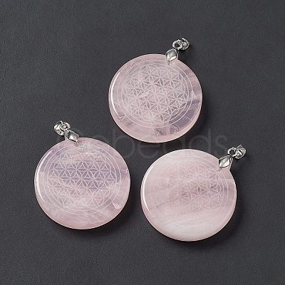 Natural Rose Quartz Pendants G-P491-03P-06-1