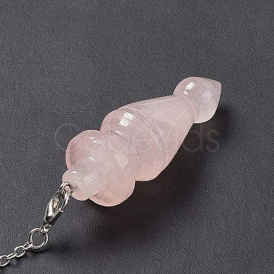 Natural Rose Quartz Pointed Dowsing Pendulums AJEW-B020-03P-07-1