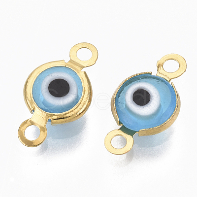 Handmade Evil Eye Lampwork Links connectors STAS-T041-02G-03-1