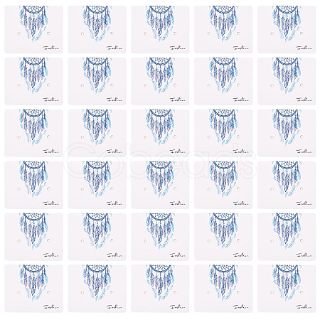 100Pcs Woven Web/Net with Feather Print Paper Jewelry Display Cards CDIS-TA0001-43-1